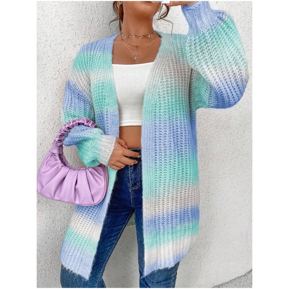 Plus Ombre Open Front Knit Cardigan - Picture 10 of 10